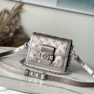 Perfect as a gift: Louis Vuitton Light Gold Calfskin Mini Dauphine Bag Replica M21740