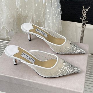 Very popular! Jimmy Choo Replica RAV Mules Mesh Crystal Heel 6.5cm jit37433