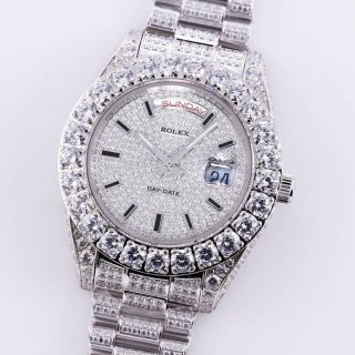 Rolex replica watch Day-Date 39MM men's silver with full diamonds roj83110, sure to sell out