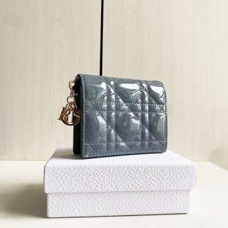 Lady Dior Replica Mini Wallet Patent Calfskin Bi-fold S0178OVRB_M41G