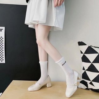 [Women's dream☆] Miu Miu socks replica set of 4 black and white myt43219