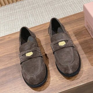 Competitive Miu Miu logo detail suede fake loafers myd97922