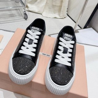 Attention ★ Miu Miu Crystal Leather Sneakers myc44338