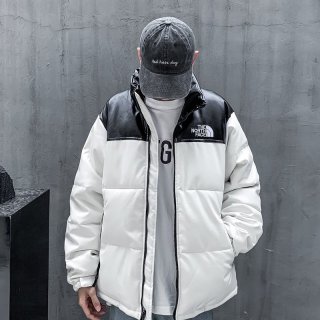 Eye-catching color? Nuptse fake Supreme North Face down leather down jacket Shw05906