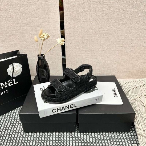 No. 1 in cumulative sales! Chanel copy print fabric sandals sht07759