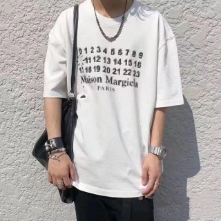 Very popular! Maison Margiela number logo T-shirt copy white Mab80079