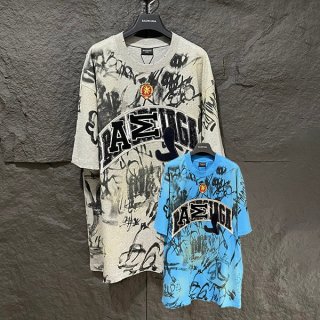 New/Balenciaga Replica Skater T-shirt Oversized Vintage 2 colors bab63357