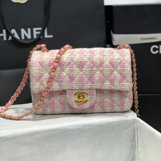 Very popular! Chanel replica mini flap bag in tweed shf46010