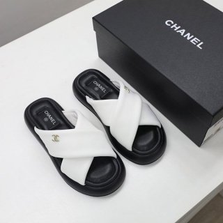 Very popular: Chanel leather platform sandals replica, black fabric sho83388