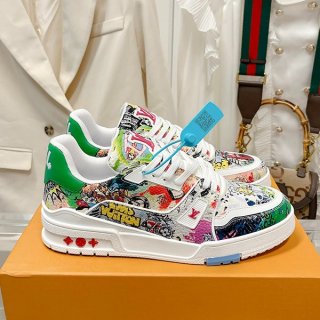 Immediate shipping Louis Vuitton LV Trainer Line Sneakers Replica Canvas 1AB9XL