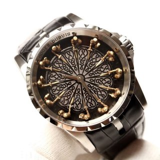Rare Roger Dubuis Knights of the Round Table Replica Damascus Titanium Black 45MM ron74068