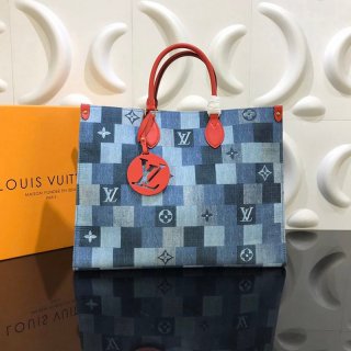 New Arrival? Louis Vuitton On the Go GM Replica Denim Tote Bag M44992