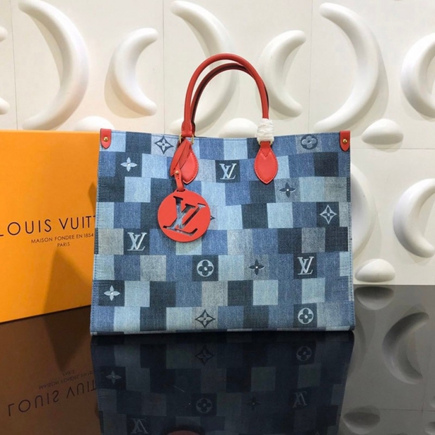 New Arrival? Louis Vuitton On the Go GM Replica Denim Tote Bag M44992