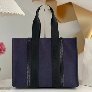 Free shipping Chloe Woody replica small linen tote bag CHW85697