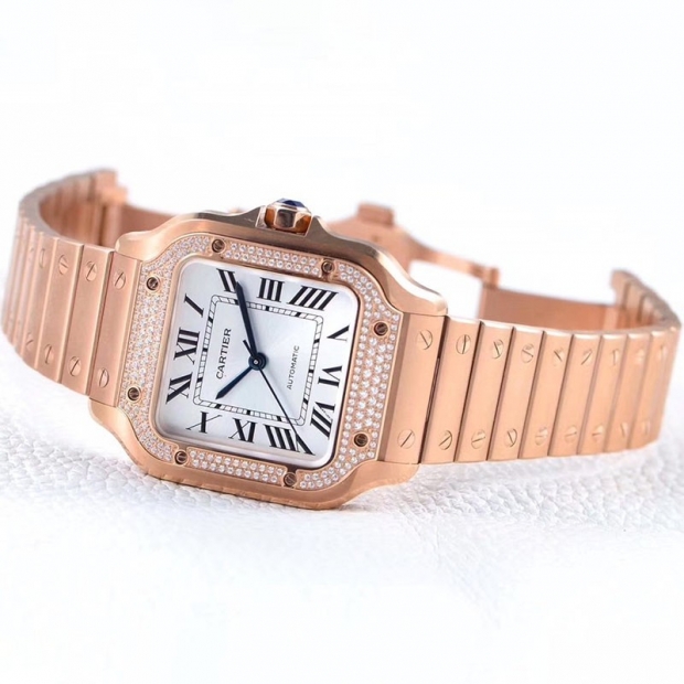 Rare Cartier Replica Santos de Cartier MM Pink Gold kas94633