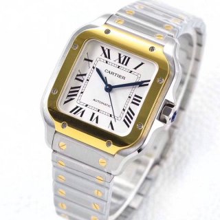 New spring Cartier Santos de Cartier MM replica stainless steel/yellow gold kam01497