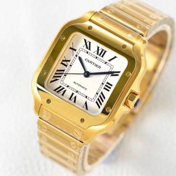 21-22AW Cartier Santos de Cartier MM Replica Yellow Gold kaf30462