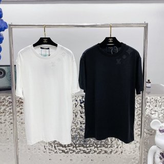 New color ☆ Rare Louis Vuitton cotton T-shirt copy black & white vuf67064