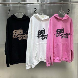 ★Safe shipping with tracking Balenciaga fake medium fit logo fleece hoodie 3 colors bak18164
