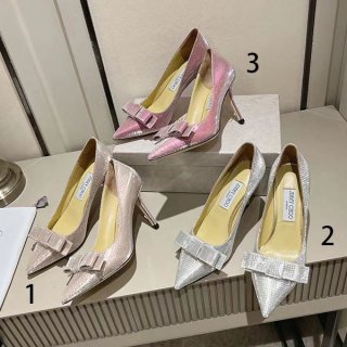 ☆Jimmy Choo Replica☆Leather Bow Glitter Pumps 3 Colors jit77853