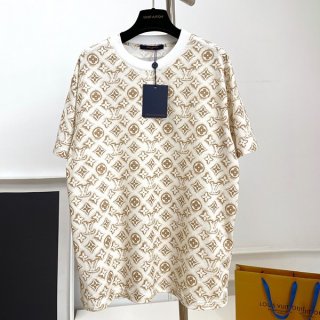 Domestic shipping Louis Vuitton Monogram Cotton T-shirt Replica 2 colors Logo Popular 1ABJE9