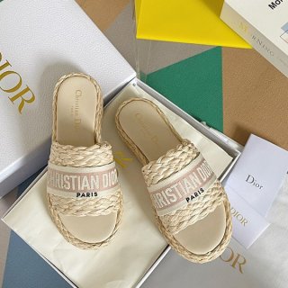 Not available in Japan ◆ 23SS ◆ Dior replica raffia x cotton flat DWAY mules KCQ844ECJ