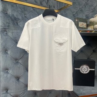Attention-grabbing! Replica Prada logo T-shirt with pocket and short sleeves puw06805