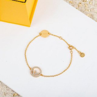 High quality Fendi Crystal FF Karligraphy Fake Bracelet fer50924