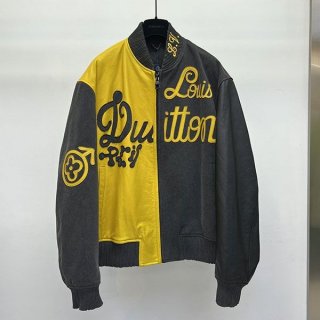 Free shipping Louis Vuitton Multi-patch mixed leather varsity blouson vug61832