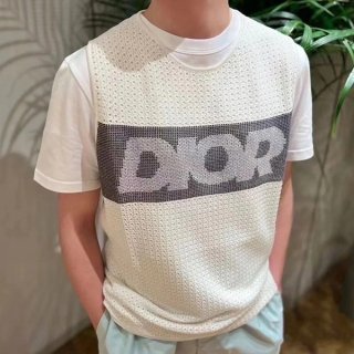 ☆Mesh fabric? New item☆ Dior sleeveless T-shirt replica tank top 2 colors dev81117