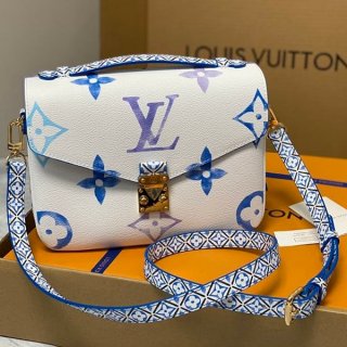 Fake Louis Vuitton Shoulder Bag Pouch Monogram LV Blue M23055 Used by Many Celebrities