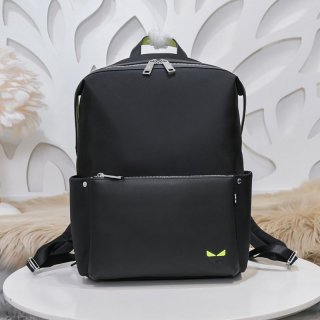 Rare color Fendi copy black nylon and leather backpack feq17149