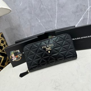 Immediate delivery Prada fake brushed leather long wallet zip around ML201