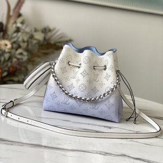 Competitive Louis Vuitton Bella Mahina Leather Replica Shoulder Bag★Blue M57856