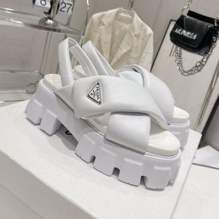 Prada Soft Padded Nappa Leather Wedge Sandals Replica puv98547