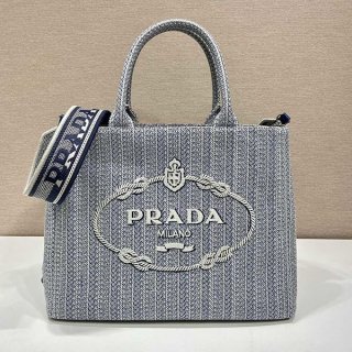 Autumn/Winter Sale: Prada Denim Fabric 2-Way Handbag Replica pux72519