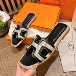 The hottest topic! Free shipping! Hermes Oran sandal copy Oran leather and canvas sandals erq02555