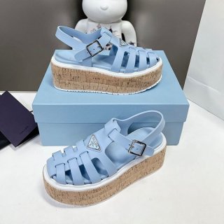 Rare Prada Rubber Wedge Platform Sandals Replica pua87531