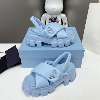 Many celebrities love Prada replica Monolith padded nappa leather sandals pum26463