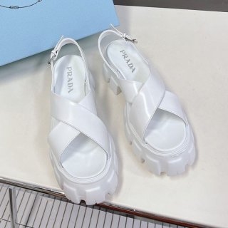 High quality Prada monolith brushed leather sandals replica puk14973