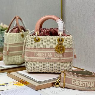 Lady Dior Replica Basket Bag Wicker & Dior Oblique deo40638