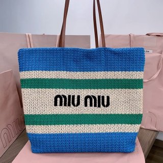 Very popular! Miu Miu fake raffia x cotton tote bag myj88775