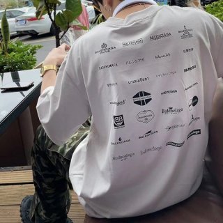 2023 New Balenciaga Full Logo T-shirt Copy bav15579