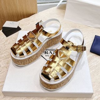 Recommended fake Prada rubber wedge platform sandals puo71633
