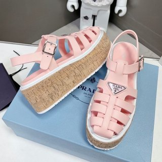 Sold out Prada rubber wedge platform sandals replica puj11548