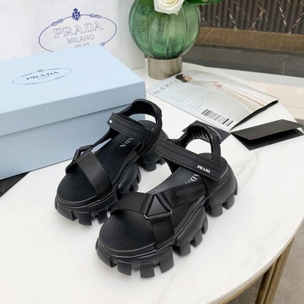 Classic New Prada Platform Monolith Foam Rubber Sandals Replica puh90845