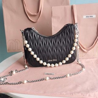 Hard to find Miu Miu replica matelasse nappa leather shoulder bag with pearls myl79668