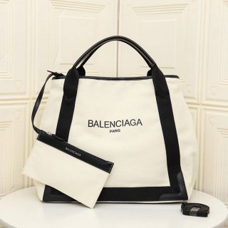 Very popular: Balenciaga Navy Cabas Replica M 2WAY Tote Bag White x Black bam62872