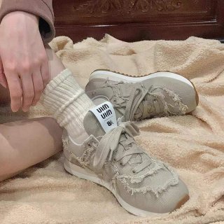Miu Miu x New Balance fake collaboration 574 denim sneakers replica myy15280