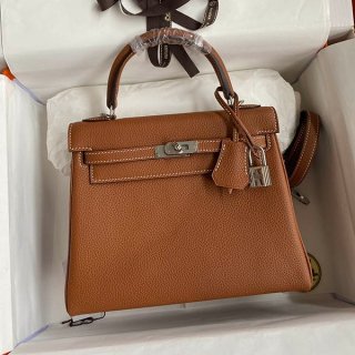 The hottest topic! Hermes fake Kelly 25cm with inner stitching, touch and silver hardware ert77814
